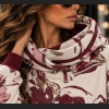 Bluza z kapturem w kolorze bordowym i śmietankowym z bordowymi ściągaczami